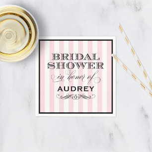 Roze Parisian Stripes Vrijgezellenfeest Servet