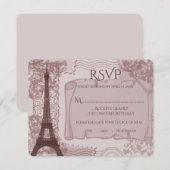 Roze parisian Wedding RSVP Kaart (Voorkant / Achterkant)