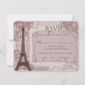 Roze parisian Wedding RSVP Kaart (Voorkant)