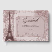 Roze parisian Weduwdag Guestbook Gastenboek (Voorkant)