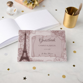 Roze parisian Weduwdag Guestbook Gastenboek