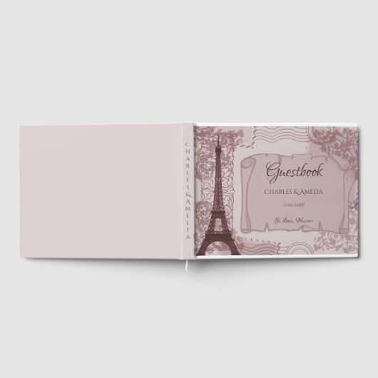 Roze parisian Weduwdag Guestbook Gastenboek (Volledig)