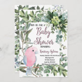 Roze Parkiet Vogel Waterverf Baby shower Kaart (Voorkant / Achterkant)