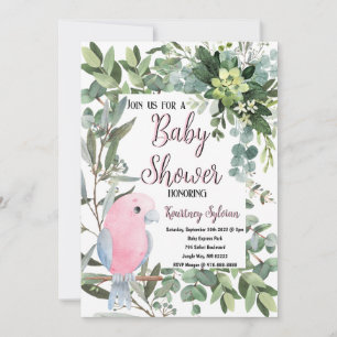 Roze Parkiet Vogel Waterverf Baby shower Kaart