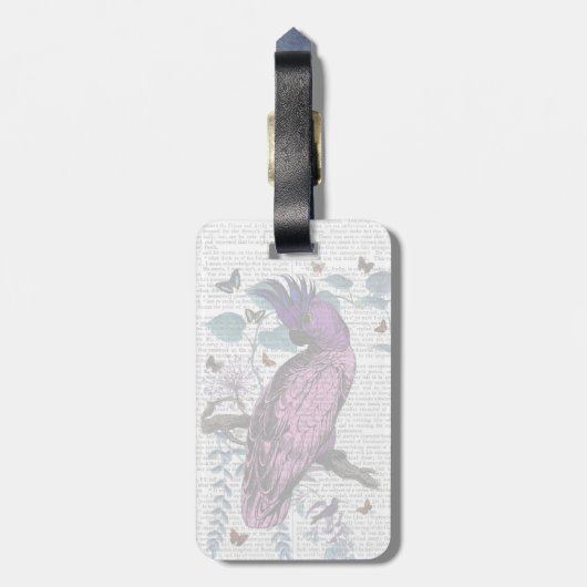 Roze Parrot Bagagelabel (Achterkant verticaal)
