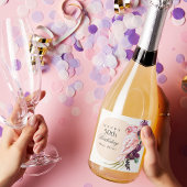 Roze Parrot Boho Tropisch 50e verjaardag Sparkling Wijnetiket