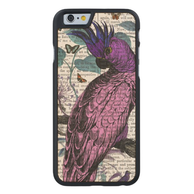 Roze Parrot Carved Wood iPhone Hoesje (Achterkant)