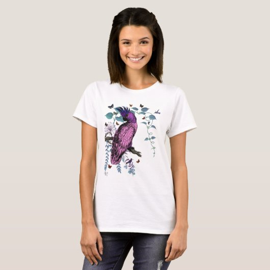 Roze Parrot T-shirt (Voorkant volledig)