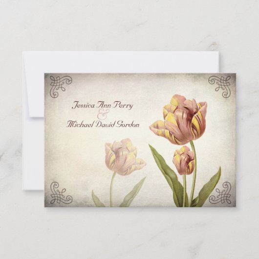 Roze parrot Tulip-reactiekaart RSVP Kaartje (Voorkant)