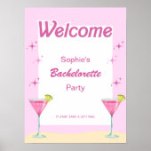Roze Partij Cocktail Bachelorette Welkomstbord Poster (Voorkant)