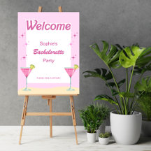 Roze Partij Cocktail Bachelorette Welkomstbord