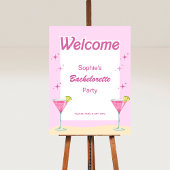 Roze Partij Cocktail Bachelorette Welkomstbord Poster