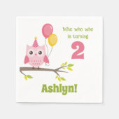 Roze partij die 2 tweede verjaardag draait servet (Voorkant)