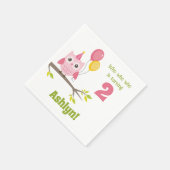 Roze partij die 2 tweede verjaardag draait servet (Hoek)