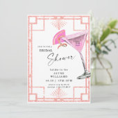 Roze partij in het House Cocktail Vrijgezellenfees Kaart (Staand voorkant)