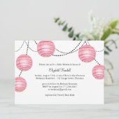 Roze Partij Lantaarn Baby shower Uitnodiging (Staand voorkant)