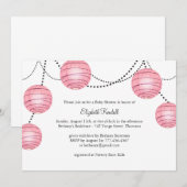 Roze Partij Lantaarn Baby shower Uitnodiging (Voorkant / Achterkant)