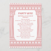 Roze Partij Quiz Godin Feest met tempel kolommen Kaart (Voorkant)