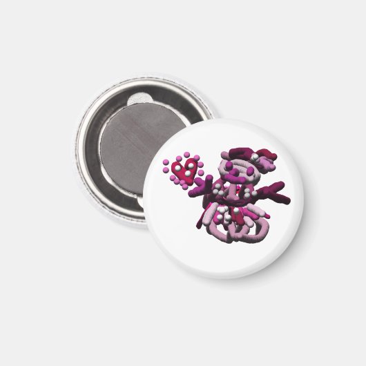 Roze partij sneeuwpop magneet (Voorkant / Achterkant)