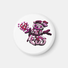 Roze partij sneeuwpop magneet