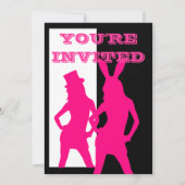 Roze partijmeisjes in zwart-wit kaart (Voorkant)