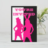 Roze partijmeisjes in zwart-wit kaart (Staand voorkant)