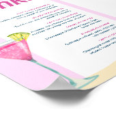 Roze Party Bachelorette Cocktail Menu Poster (Hoek)