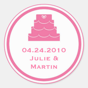 Roze party cake bruiloft gunst label zegel label