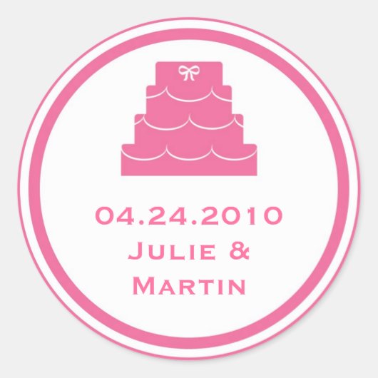 Roze party cake bruiloft gunst label zegel label (Voorkant)