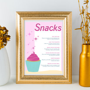 Roze Party Cupcake Zoete Snacks Menu Poster