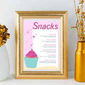 Roze Party Cupcake Zoete Snacks Menu Poster