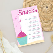 Roze Party Cupcake Zoete Snacks Menu Poster