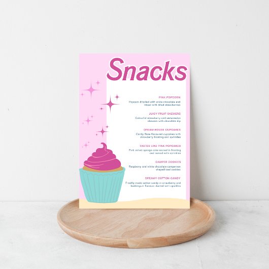 Roze Party Cupcake Zoete Snacks Menu Poster