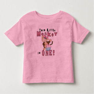Roze Party Monkey 1e Verjaardag Tshirts en geschen