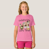 Roze Party Monkey 3e Verjaardag Tshirts en geschen (Voorkant volledig)