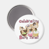 Roze Party Monkey 3e Verjaardag Tshirts en geschen Magneet (Voorkant / Achterkant)