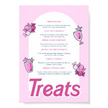 Roze Party Sweet Treats Menu