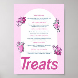 Roze Party Sweet Treats Menu Poster