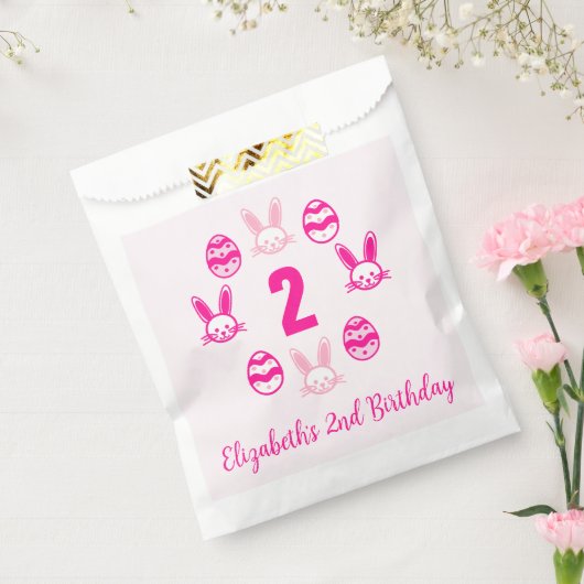 Roze Pasen 2e verjaardag Bedankzakje (Gezegeld)