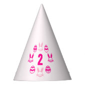 Roze Pasen 2e verjaardag Feesthoedjes (Voorkant)