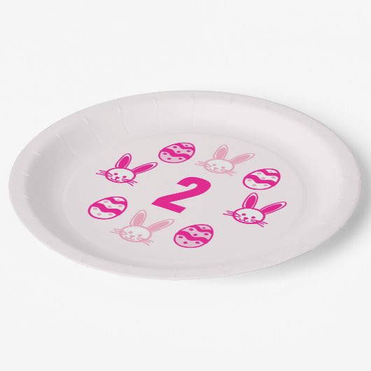 Roze Pasen 2e verjaardag Papieren Bordje (Gekanteld)