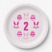 Roze Pasen 2e verjaardag Papieren Bordje (Voorkant)