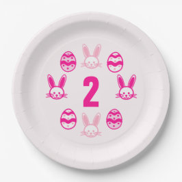 Roze Pasen 2e verjaardag Papieren Bordje