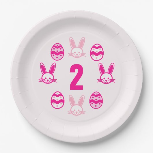 Roze Pasen 2e verjaardag Papieren Bordje (Voorkant)
