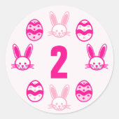Roze Pasen 2e verjaardag Ronde Sticker (Voorkant)