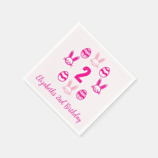 Roze Pasen 2e verjaardag Servet (Hoek)