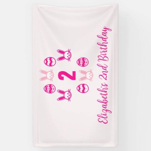 Roze Pasen 2e verjaardag Spandoek (Verticaal)