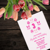 Roze Pasen 3e verjaardag Kaart