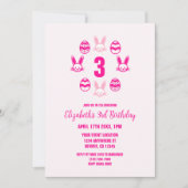 Roze Pasen 3e verjaardag Kaart (Voorkant)