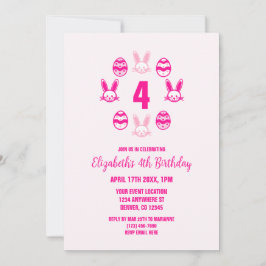 Roze Pasen 4e verjaardag Kaart